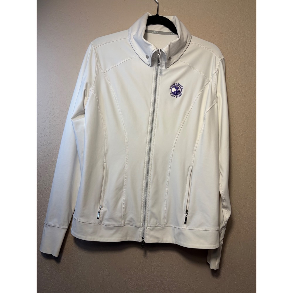 Jofit Pebble Beach Golf Links White Full Zip Jacket Thumbholes Womens Large